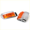 Chrome corner indicator lights for toyota hilux 1983-1988 with chrome finish and clear amber lens sections