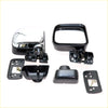 Black and chrome door mirror assembly kit with plastic housing for Toyota Hilux 1998-2005 shown from back side