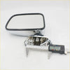 Chrome door mirror for toyota hilux with chrome finish black rubber trim and reflective glass surface visible from front