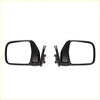Black plastic side view mirrors with rectangular frame and mounting brackets for toyota hilux 1988-1997 back view