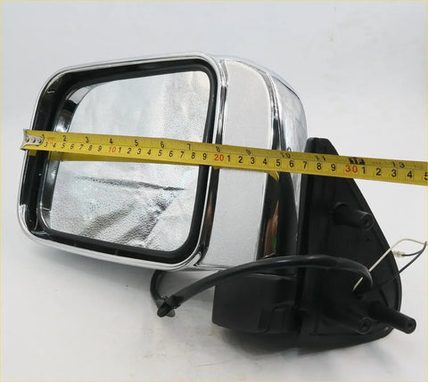 Chrome electric door mirror for nissan d22 navara 1997-2004 with chrome finish black rubber housing and visible wiring
