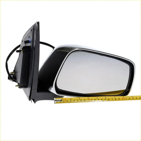 Chrome electric door mirror for nissan navara d40 with black and chrome side-view mirror and reflective glass surface