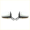 Pair of black and chrome electric door mirrors with integrated wiring for Toyota Hilux 2004-2015 shown from back side