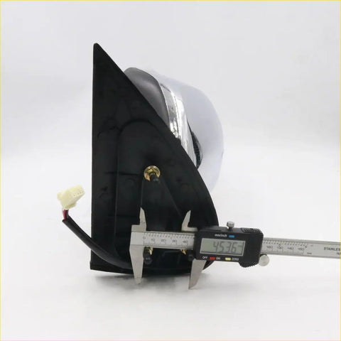 Chrome electric led door mirror for toyota hilux 2005-2015 with chrome finish black plastic housing and integrated wiring back view