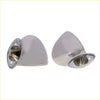 Chrome-finished boat propeller housings with a sleek teardrop shape and polished metallic finish for datsun nissan bluebird sss