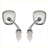 Pair of chrome fender motorcycle mirrors with rounded rectangular glass and translucent mounts for Mazda Luce 929 RX-4