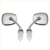 Pair of chrome fender mirrors for Nissan Datsun 520 521 620 with rounded reflective glass and curved metal arms