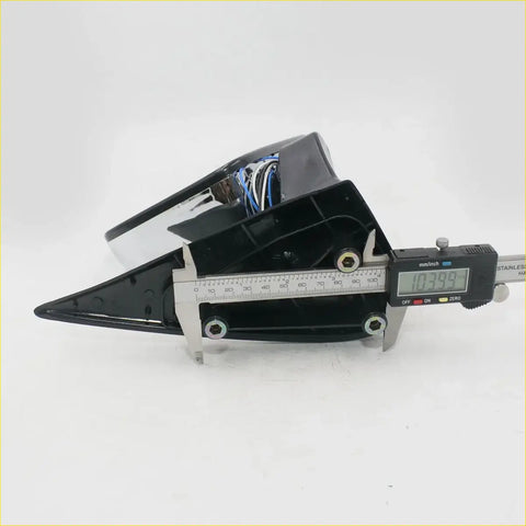 Black and chrome motorcycle headlight assembly showing internal wiring for chrome led door wing mirror hilux mk5 ute
