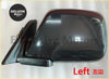 Black glossy exterior mirror with chrome trim for left-side use on Toyota Land Cruiser LC80 FJ80 1991-1997