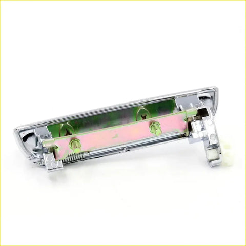 Chrome outer door handle right for mazda b series showing back side with chrome finish and green painted screws visible