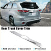 Silver abs chrome rear boot cover trim with central oval cutout and polished finish for 2014-2018 toyota highlander