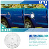 Chrome plated fuel tank filler cap cover for toyota tundra with shiny chrome finish and four mounting screws