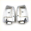 Pair of chrome side corner parking lights with clear ribbed lenses for nissan datsun navara d21 1985 1997