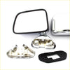 Chrome side door mirrors x2 for toyota hilux 1988-1998 with chrome finish black rubber trim and plastic mounts showing back view
