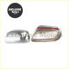 Chrome side mirror cover trim for toyota prius 2003-2009 with chrome finish and red accent strip shown from back side