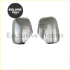 Pair of chrome side mirror covers for Mitsubishi L200 Triton with sleek reflective chrome finish and angular design