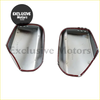 Chrome side mirror covers for mitsubishi l200 triton with chrome finish and red trim on the back side