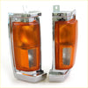 Chrome side turn light for nissan d21 with chrome finish amber textured lens and silver mounting bracket