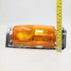 Chrome finished amber led marker side turn light with textured rectangular lens and mounting bracket for nissan d21