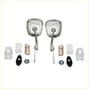 Pair of chrome steel rectangular motorcycle side mirrors with curved glass and slender stems for mazda capella mx6