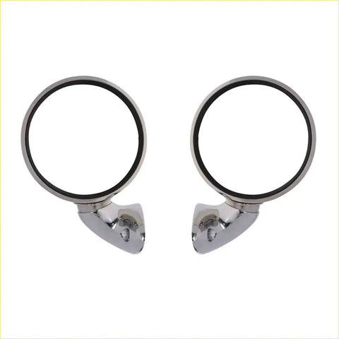 Pair of chrome steel vintage-style fender mirrors with black rubber bezels for nissan datsun sunny 1966-1982