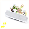 Backside of chrome tailgate handle for Mazda bravo B2000 B2200 2000 with metallic latch and two yellow caps nearby
