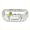 Backside of chrome tailgate handle for Mitsubishi L200 Animal Strada Triton showing internal mechanism and mounting hardware