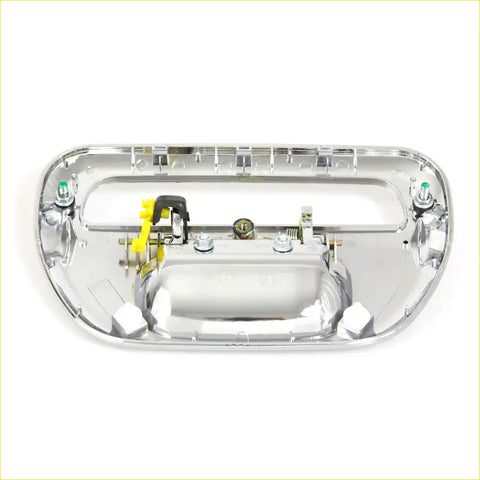 Backside of chrome tailgate handle for Mitsubishi L200 Animal Strada Triton showing internal mechanism and mounting hardware