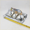 Chrome finished triple head truck headlight assembly with wiring and mounts for mitsubishi strada 1987-1996 back side