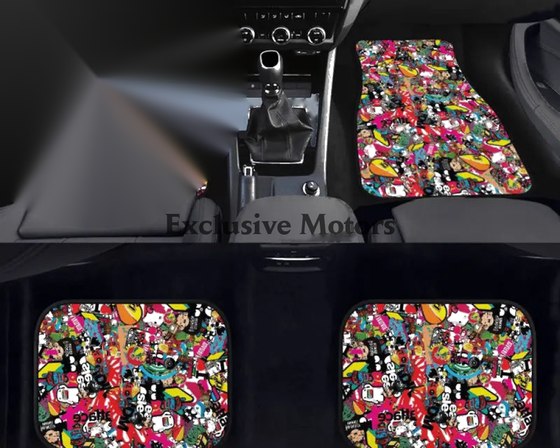 Custom JDM Sticker Bomb  Floor Mats