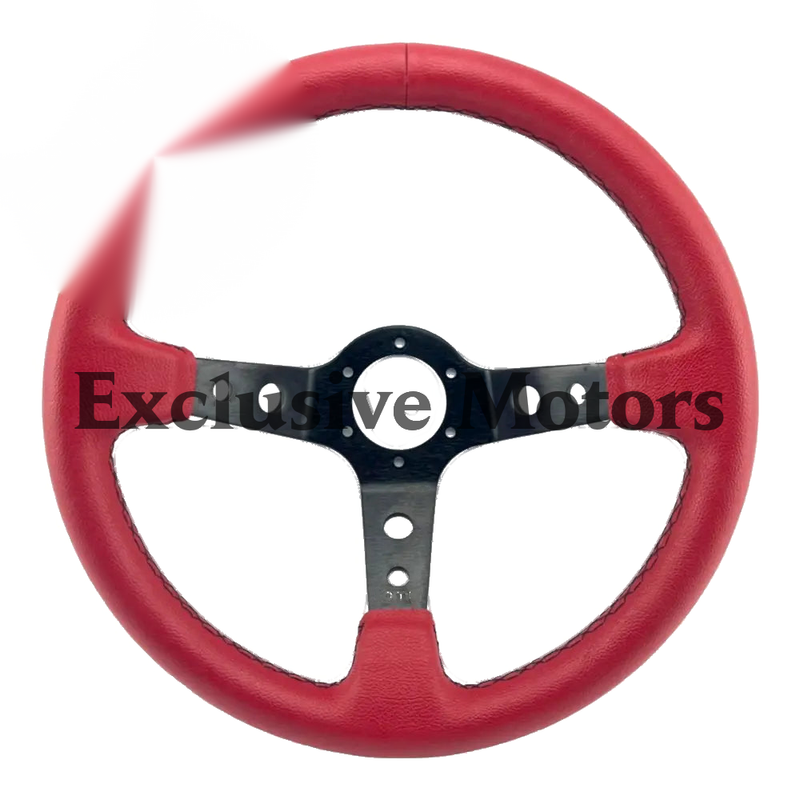 Black Spoke with Red Leather Steering Wheel