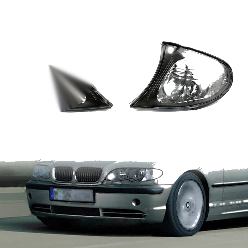 BMW E46 3-Series 4Dr Euro Corner Lights Crystal Clear Smoke Trim (2002-2005)