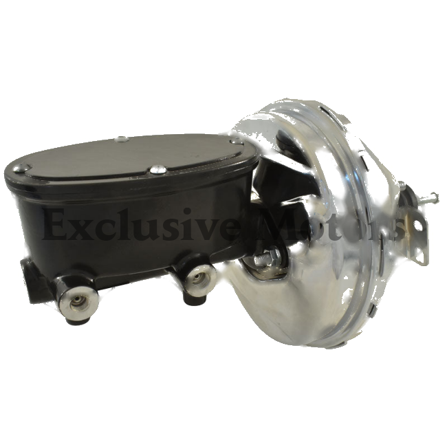 Universal Wilwood Style 9" Chrome Brake Booster & Black Master Cylinder (1970-2023)