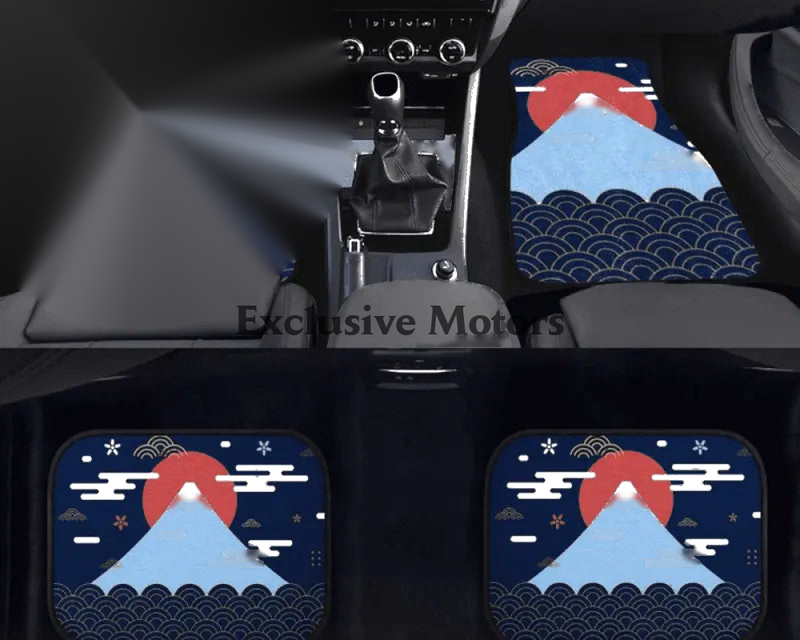 Custom Mount Fuji + Japanese Sunrise  + Waves Floor Mats