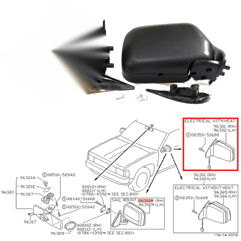 Toyota Hilux / 4Runner 1988-1997 Black Door Mirror