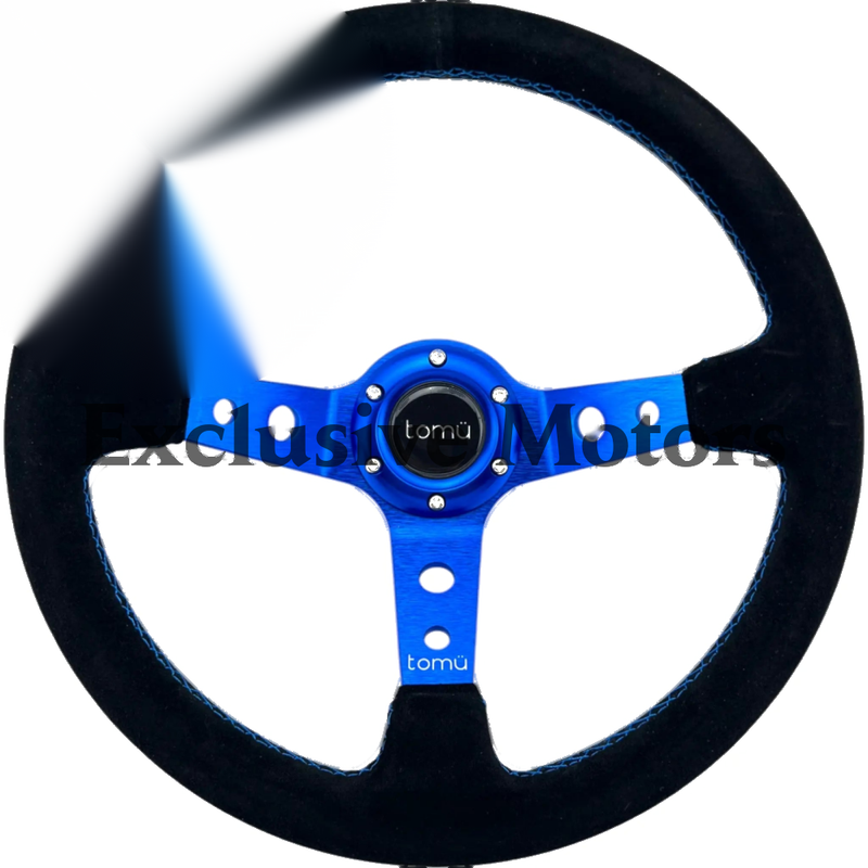 Blue Spoke with Black Suede Steering Wheel
