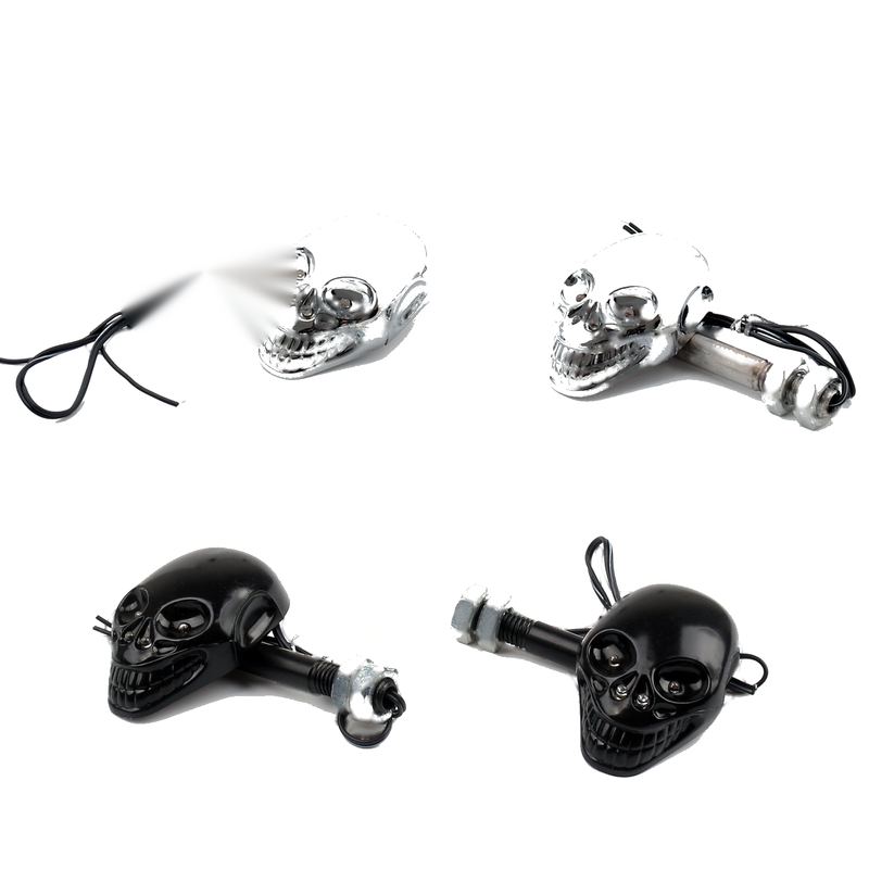 Motorcycle Skull Head Turn Signal Indicator Blinker 12V LED Amber Light Lamp Generic