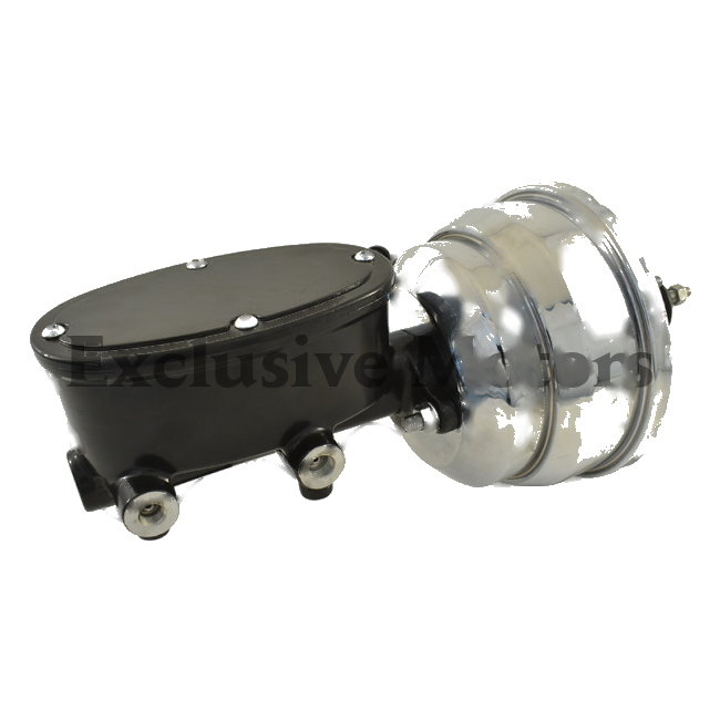 Universal Wilwood Style 8" Chrome Dual Brake Booster & Black Master Cylinder