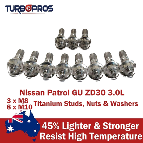 Nissan Patrol GU ZD30 3.0L Titanium Exhaust Manifold & EGR Stud Kit