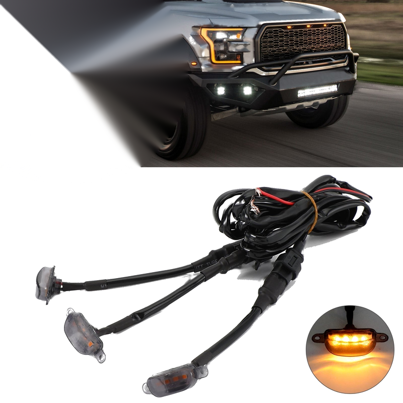 Ford F-150 Raptor Smoked Lens Amber LED Grille Lights (2015-2020)
