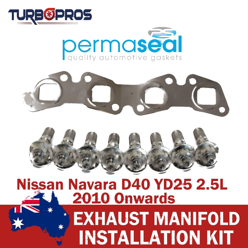 Nissan Navara D40 2.5L Permaseal Exhaust Manifold Titanium Stud&Gasket Kit