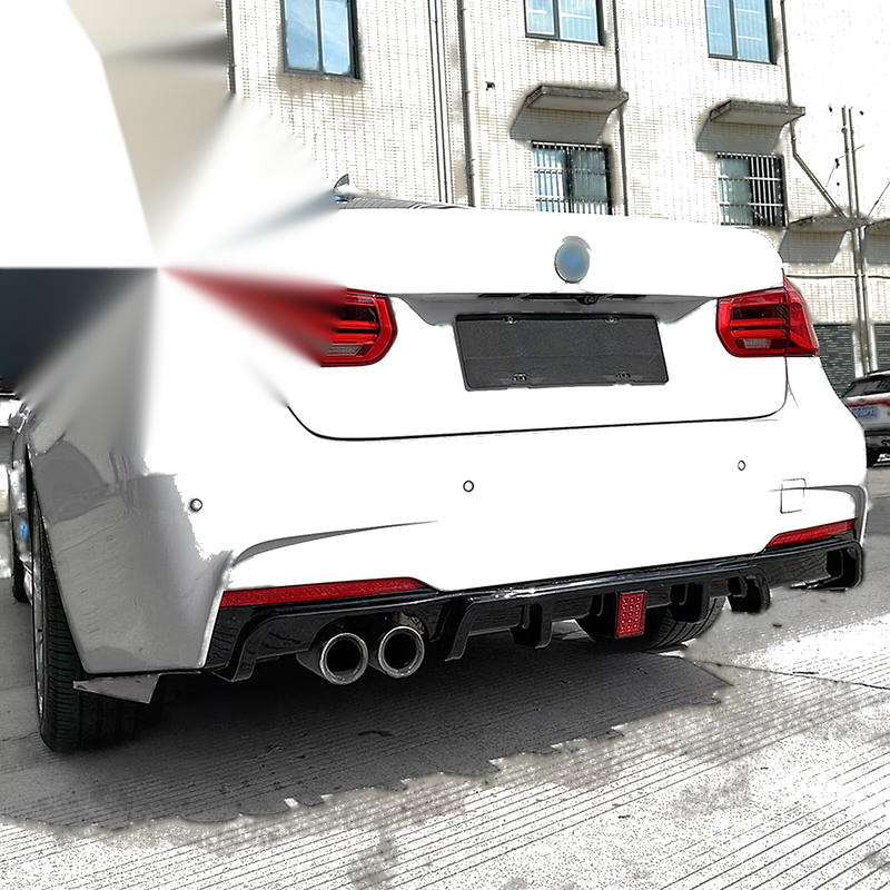 BMW F30 M Sport Rear Bumper Diffuser Lip w/ Lights (2013-2019)