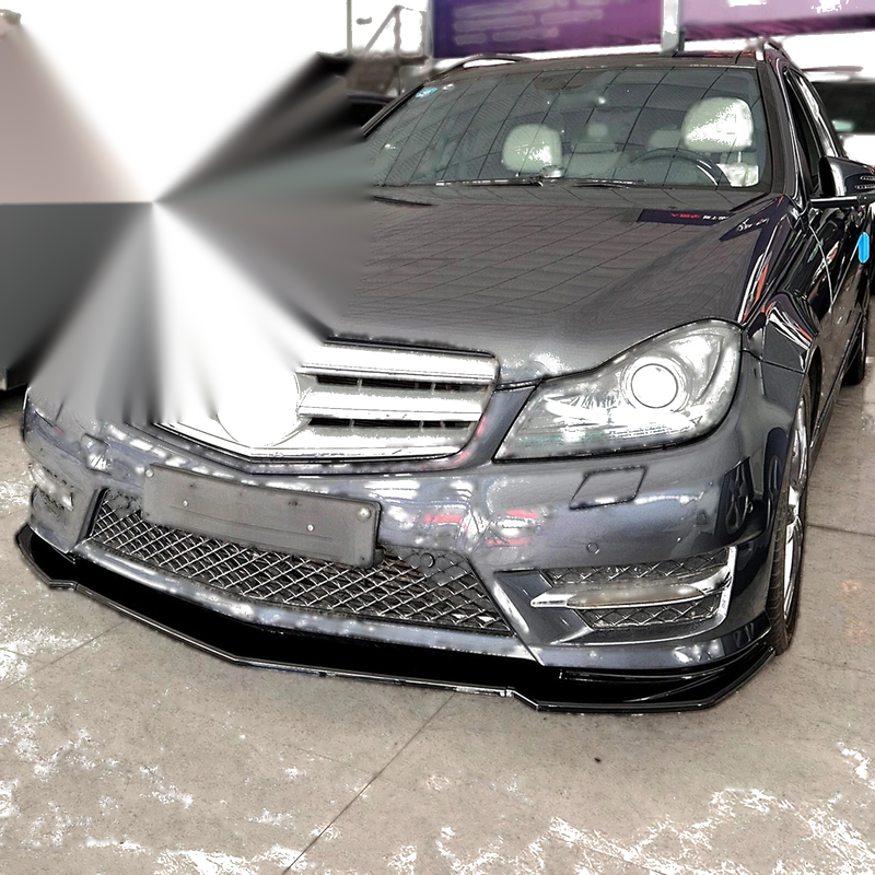 Benz W204 S204 AMG Line (2011-2014) Black Front Spoiler Lip Splitter