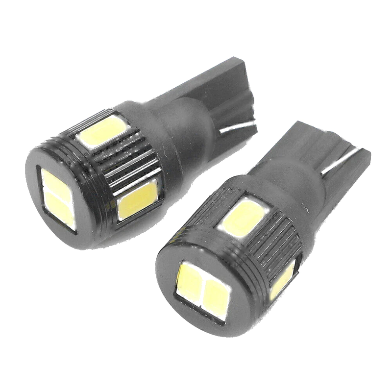 Car - Black Shell 2 x LED Wedge Light Bulb T10 5630 6 SMD (2010-2023)