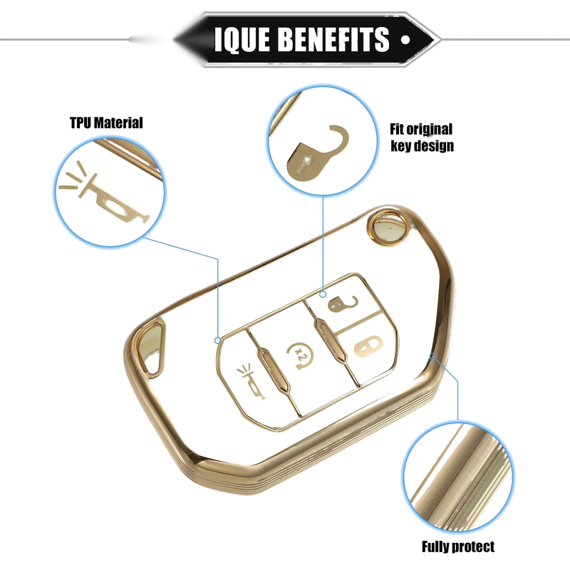 Jeep Wrangler 4 x Button Key Fob Shell Cover with Keychain (2018-2022)