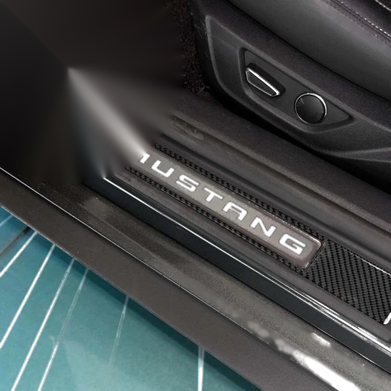 Ford Mustang 2015-2019 Real Carbon Fiber Door Sill Pedal Guard Cover Trim