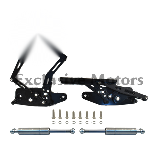 Ford Falcon XR-XT-XW-XY Black Billet Aluminium Bonnet Hinge Kit (1966-1972)