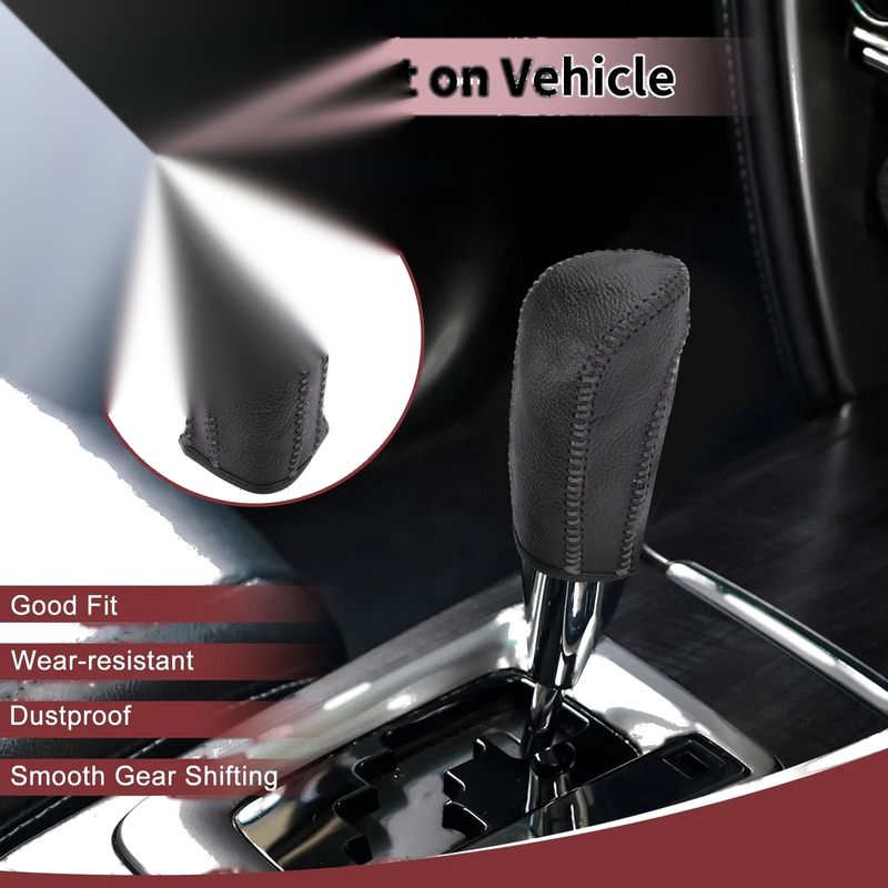 Ford Fiesta (2009-2012) Black Gray Faux Leather Car Gear Shift Knob Cover