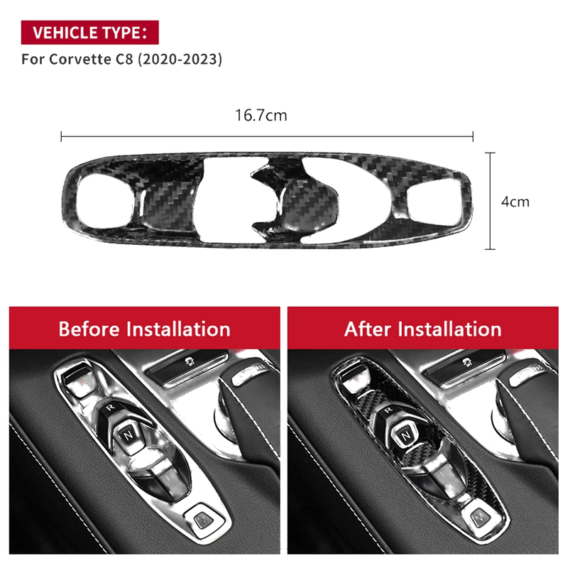 Chevrolet Corvette C8 Carbon Fiber Gear Shift Panel Cover (2020-2023)