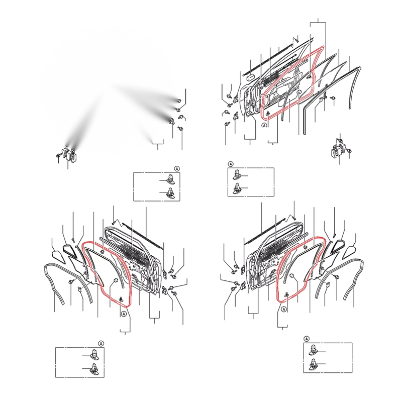 Mitsubishi Lancer Mirage 1995-2003 Door Weatherstrip Set